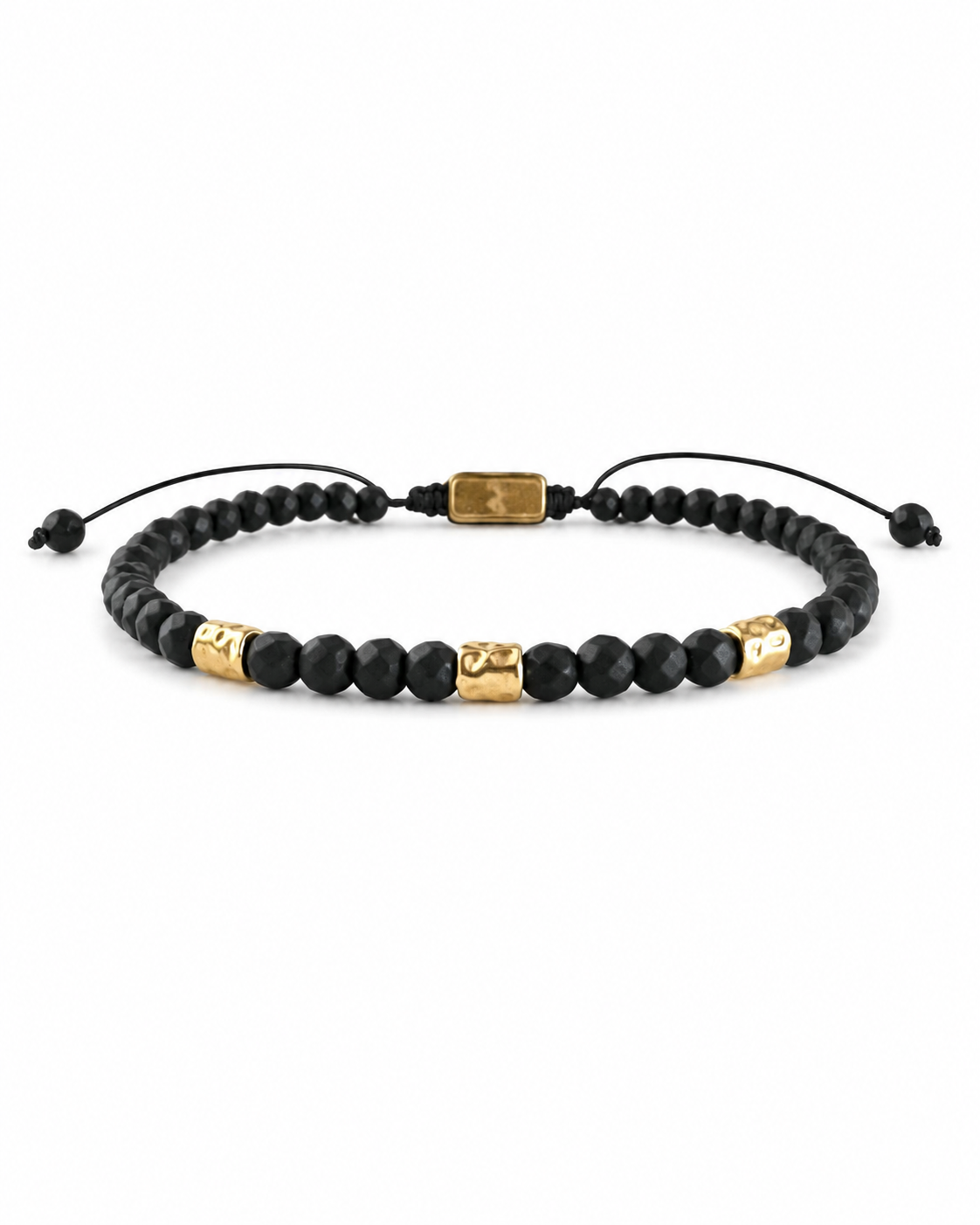 MEN'S BRACELET WITH FACETED ONYX AND STEEL COMPONENTS