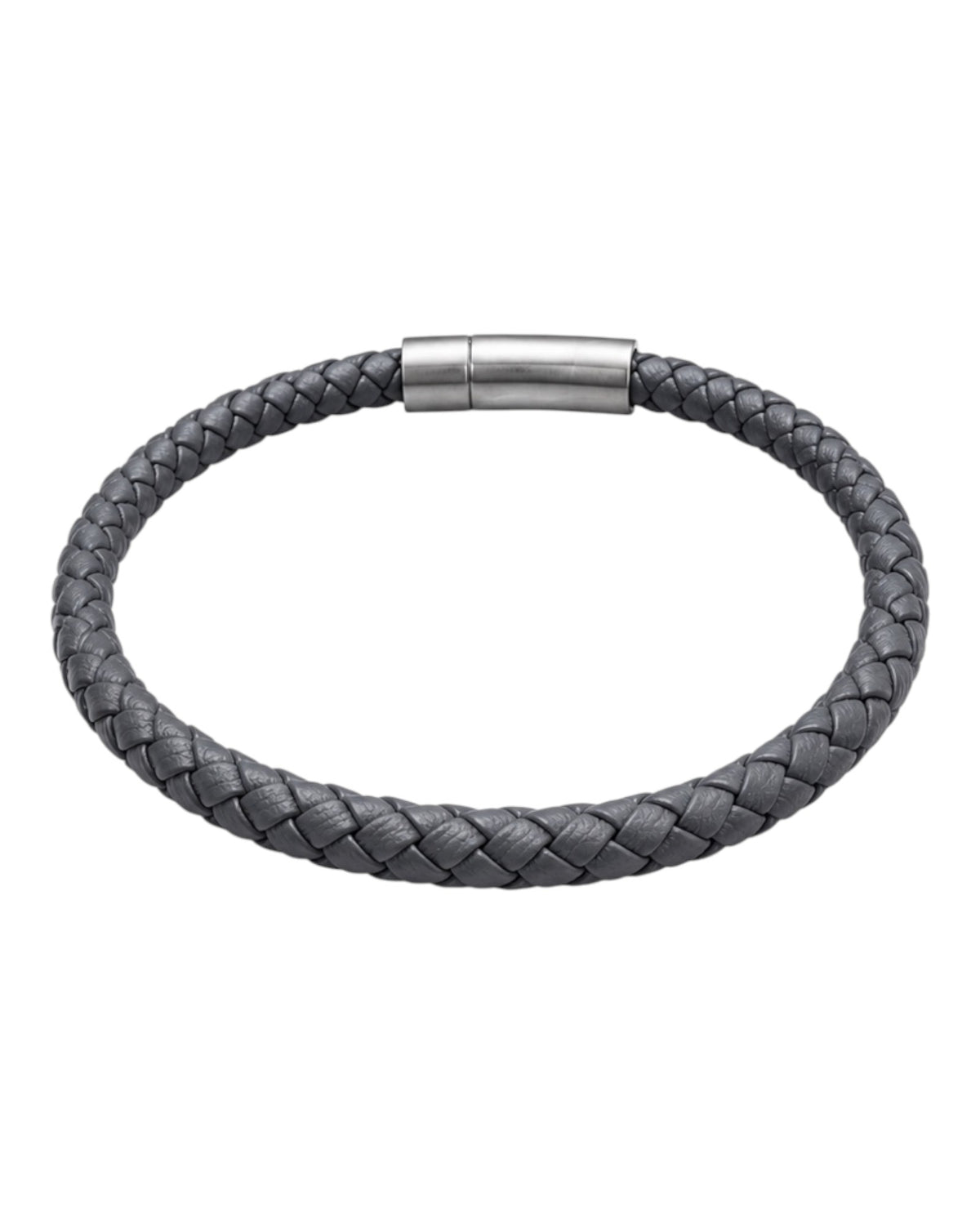 men's grey braided leather bracelet