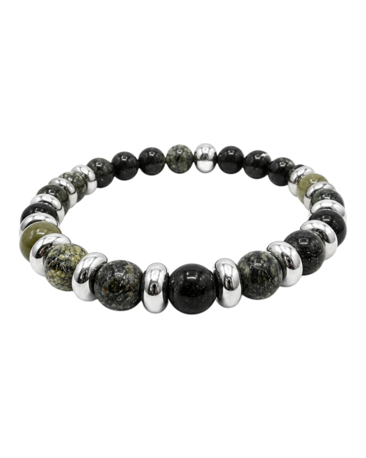 men's bracelet with jade and steel barrel