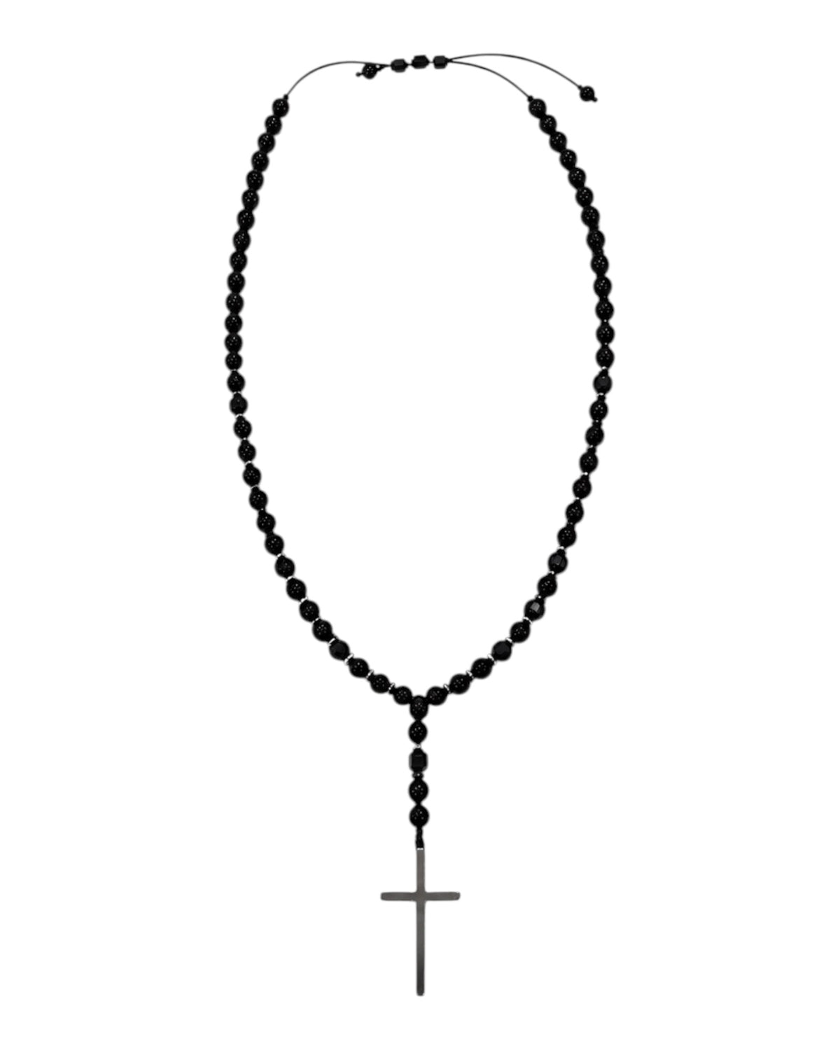 men's rosary with polished onyx , hematite