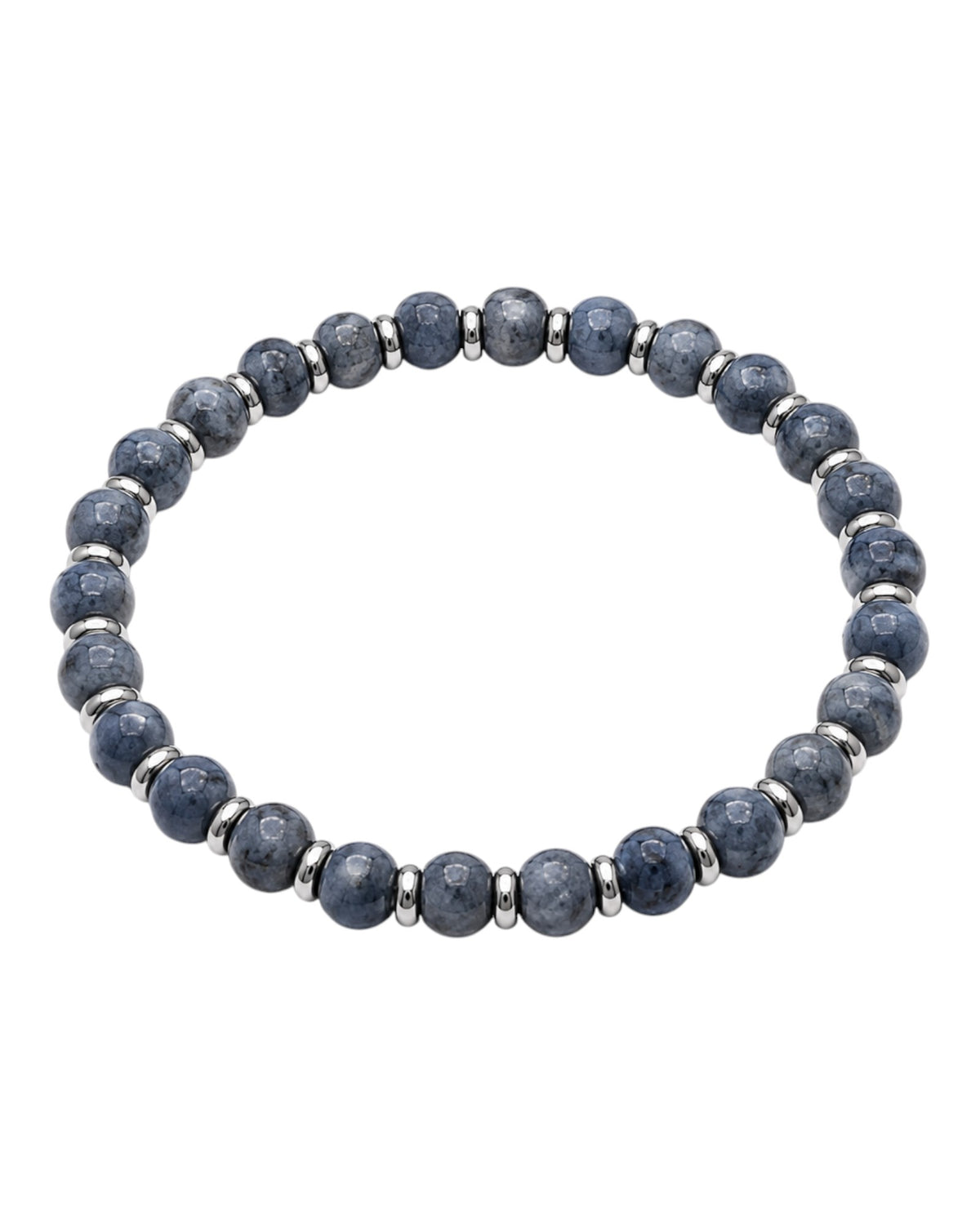 extra-large men's bracelet with blue coral, steel spacers and steel component
