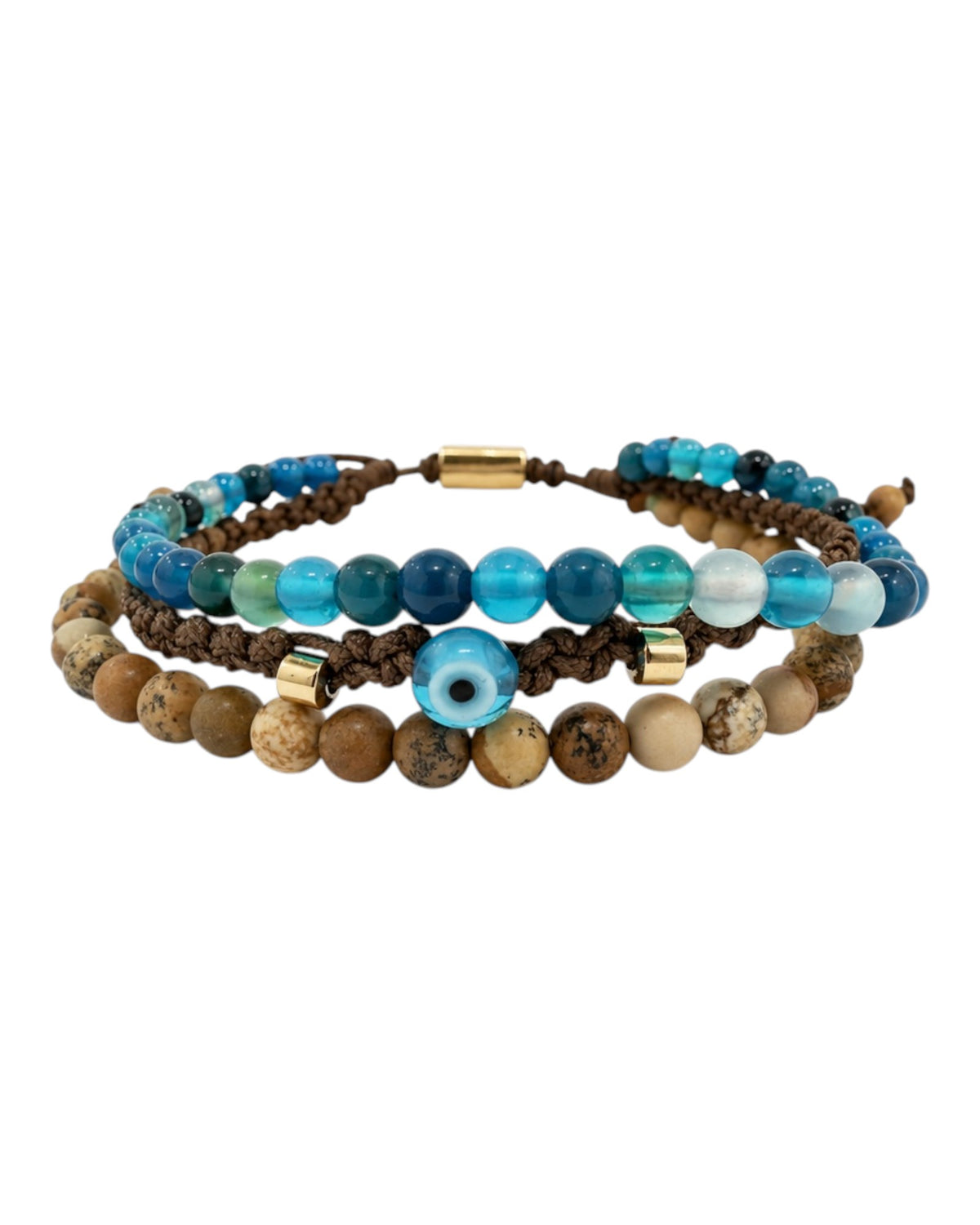 men's multi-strand bracelet with agate and jasper