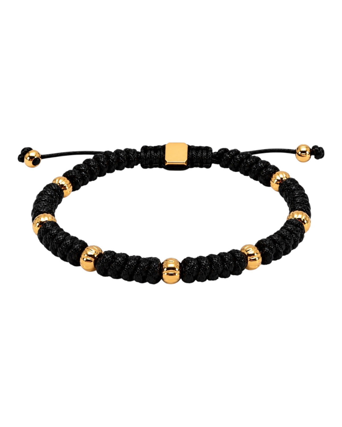 men's bracelet with gold-colored steel beads in snake braid