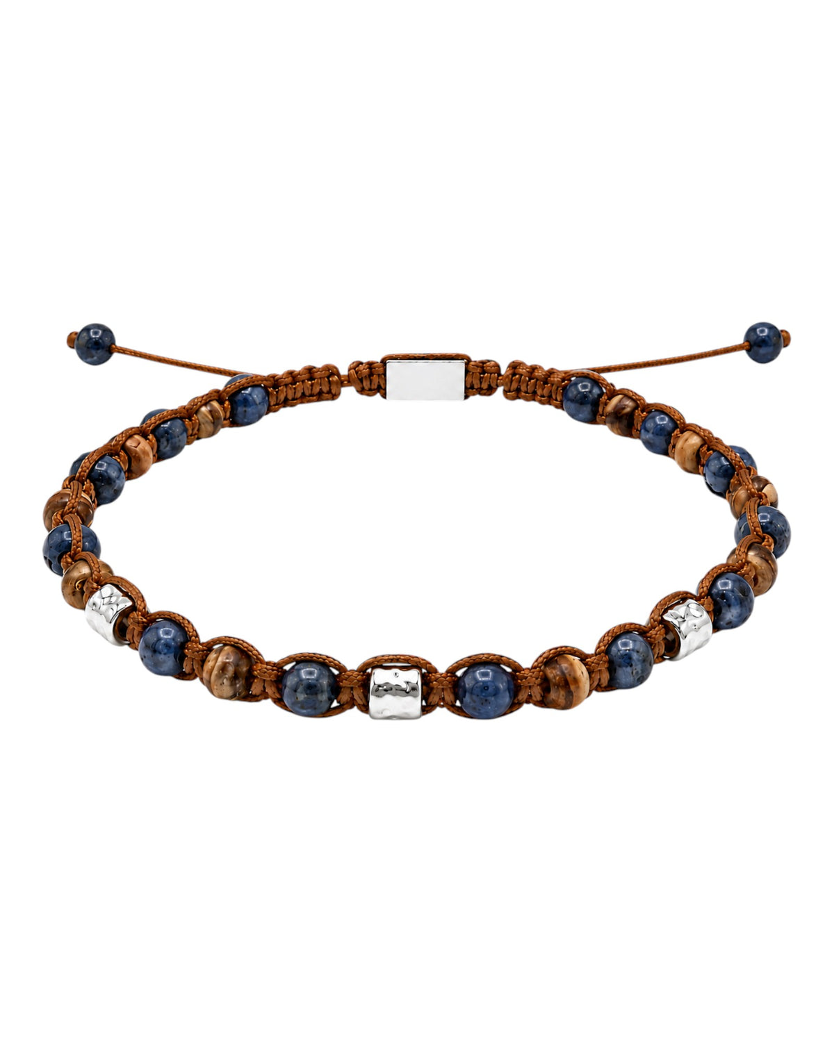 men's macramé bracelet with sodalite, steel components and coconut shell