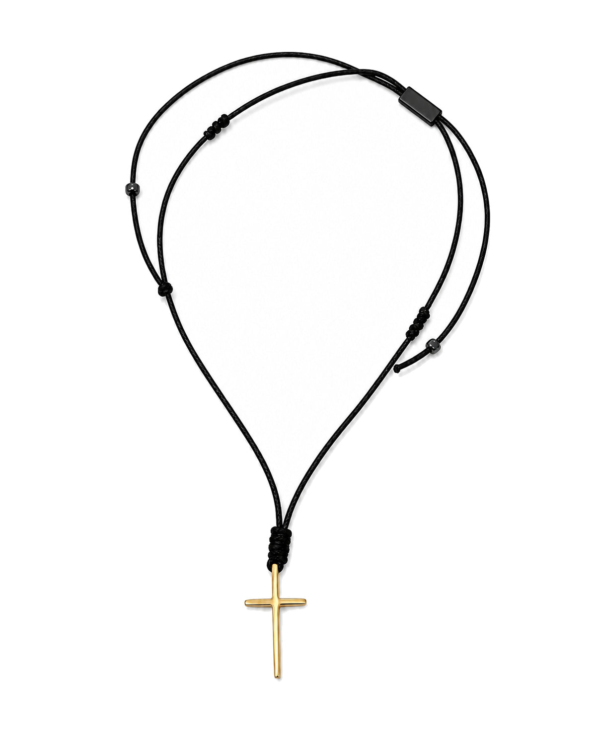 men's necklace with cord and gold-colored cross