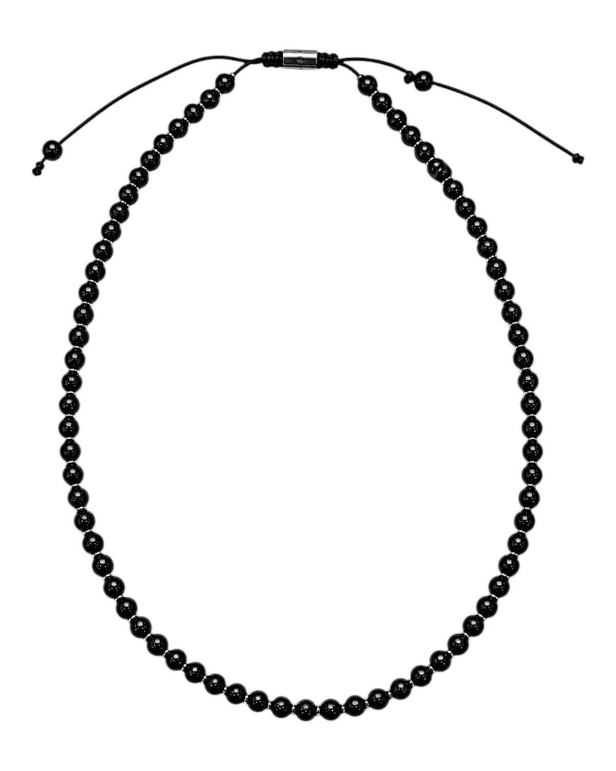 men's necklace with polished onyx and hematite