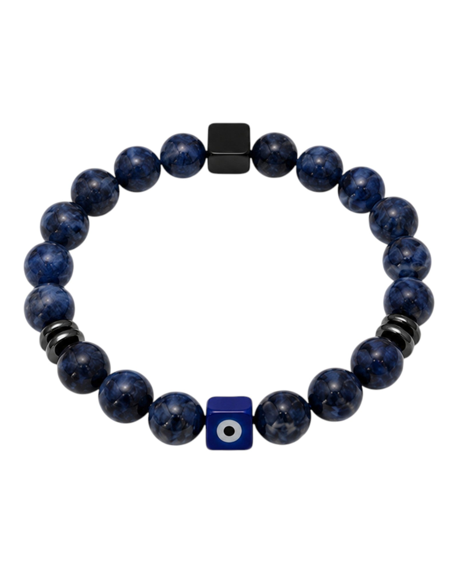 xl men's bracelet with sodalite, hematite and evil eye charm