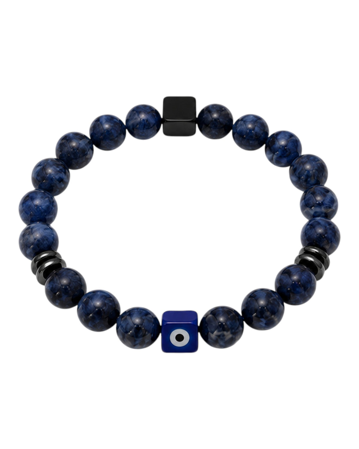 xl men's bracelet with sodalite, hematite and evil eye charm