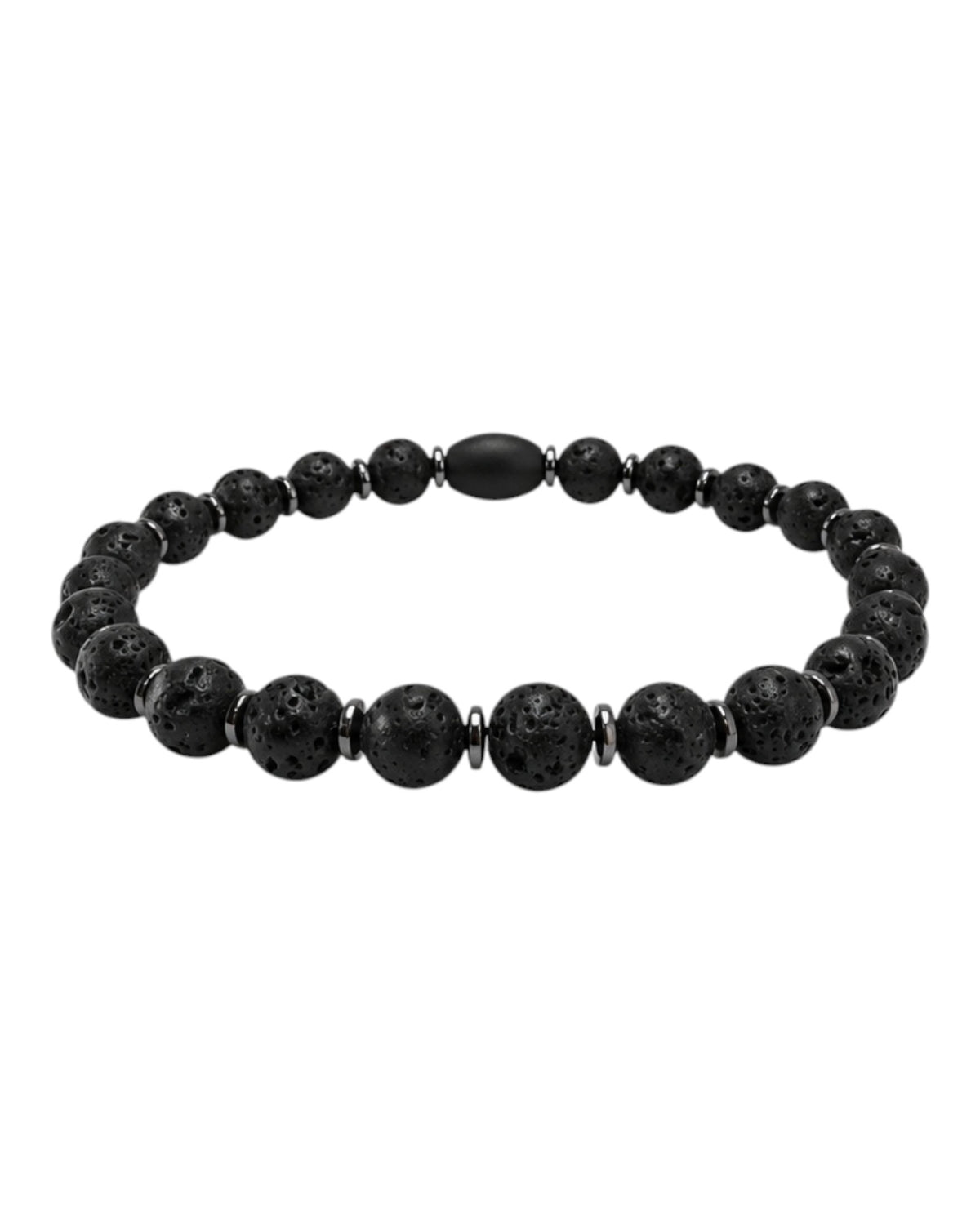 men's bracelet with lava stone and hematite spacer