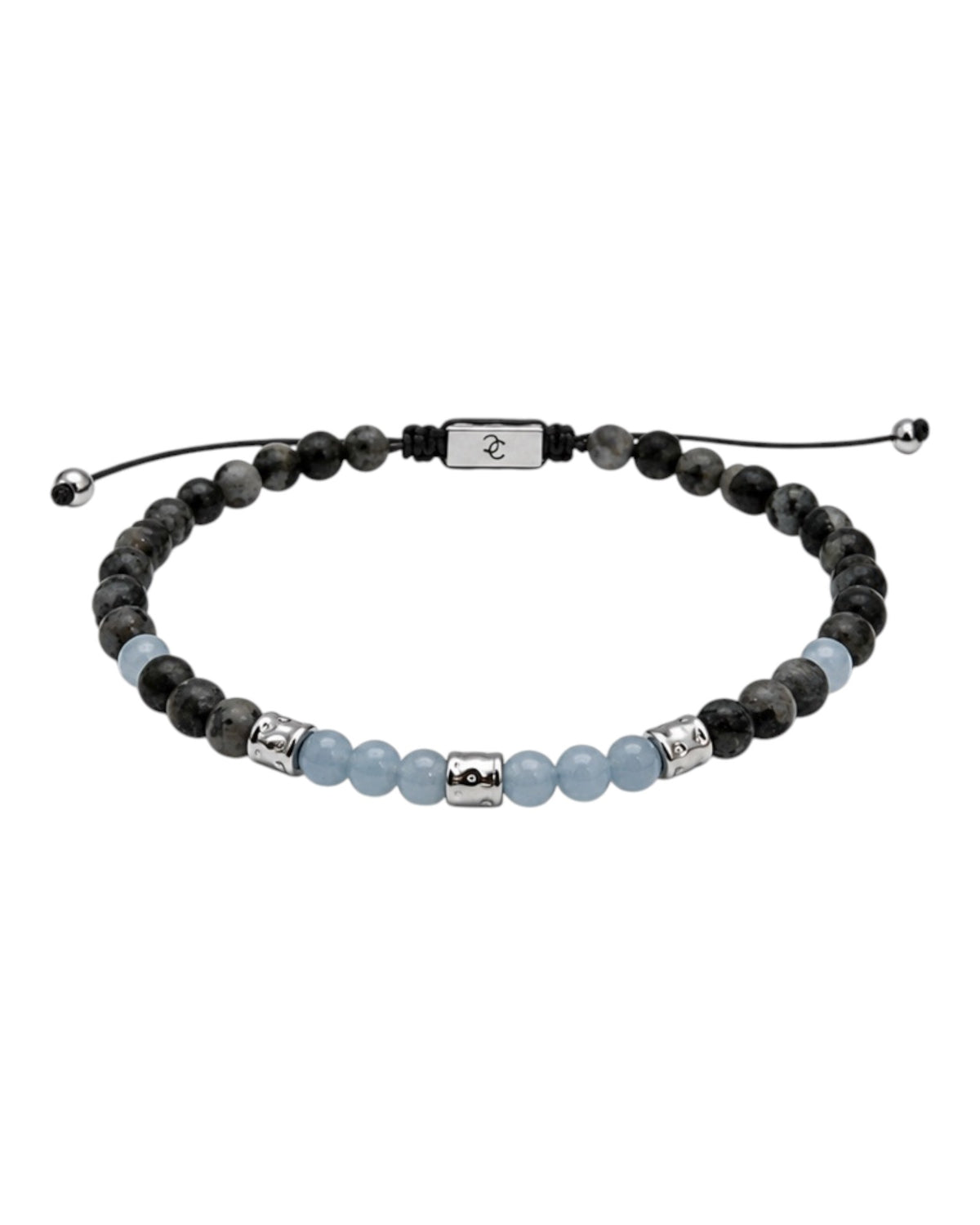 men's bracelet with larvikite and angelite, with steel components