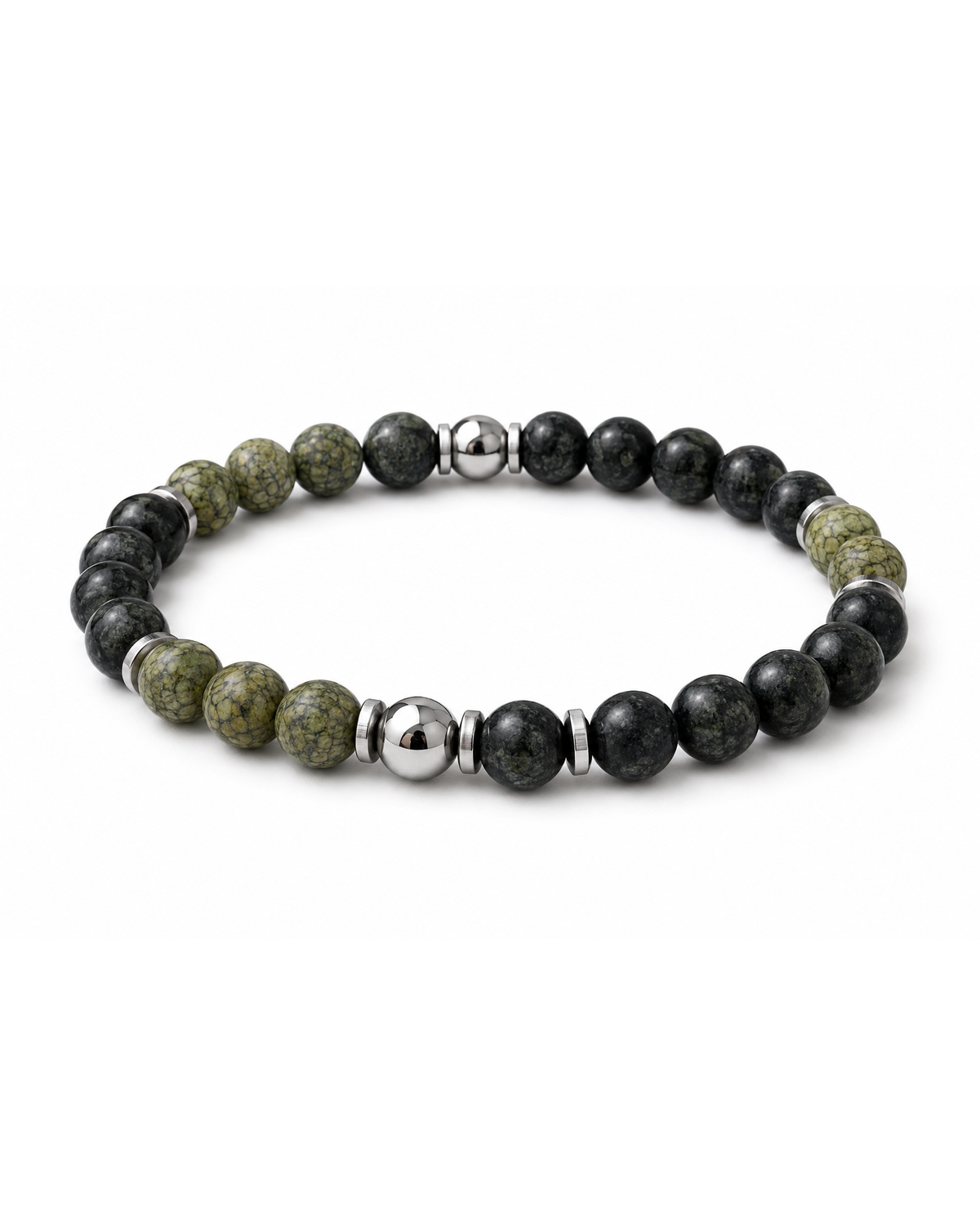 men's bracelet with onyx, hematite and jade