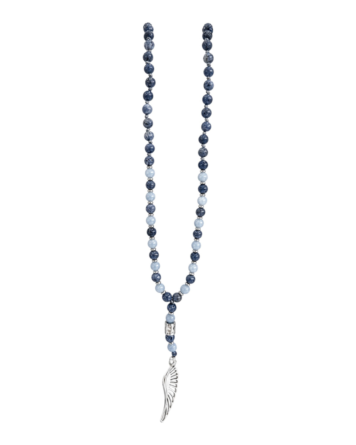 men's rosary with angelite and blue coral