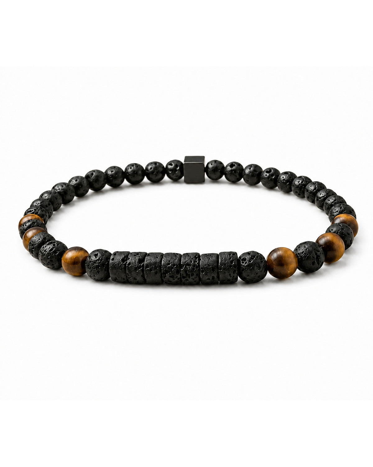 men's bracelet with lava stone and tiger's eye