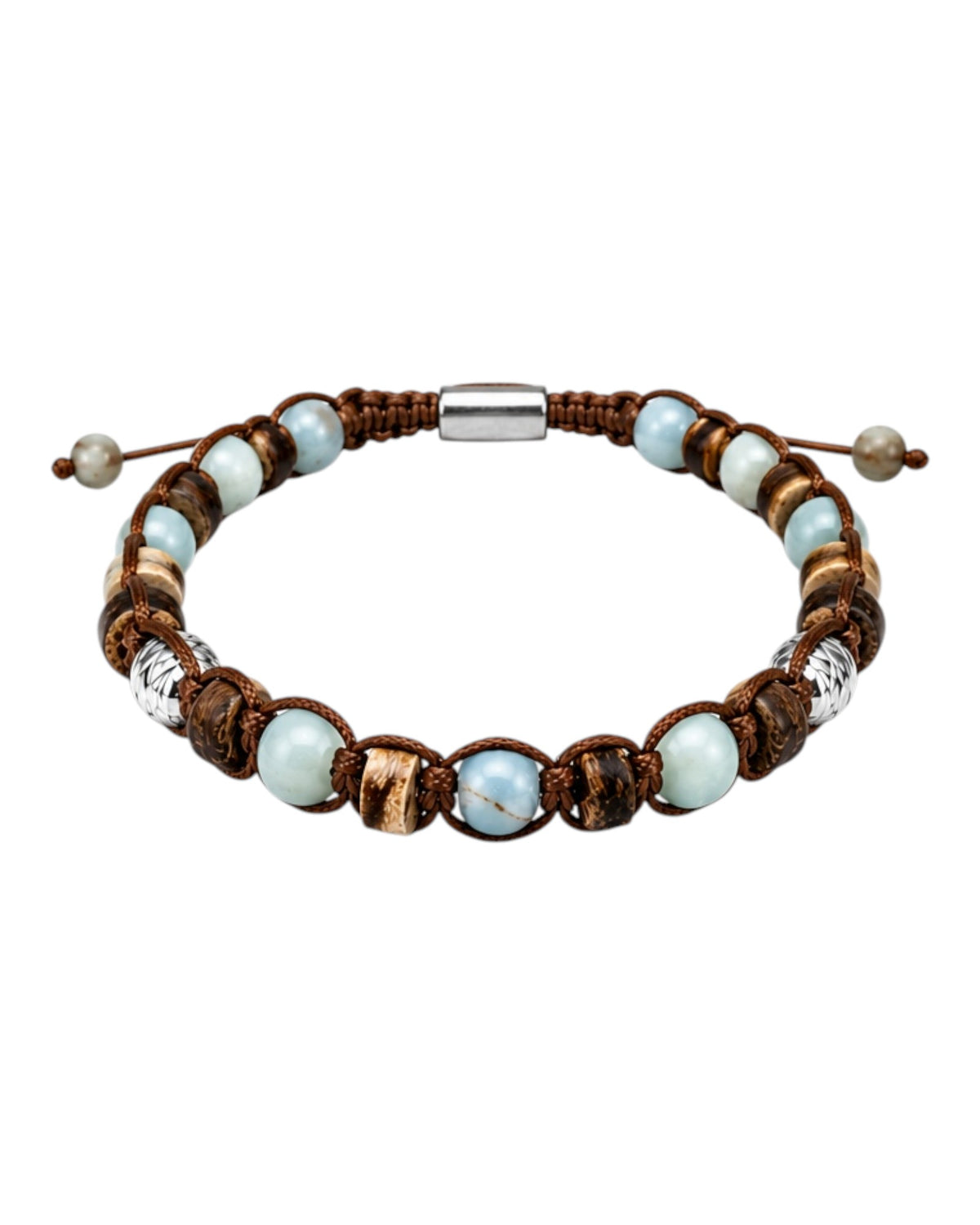 men's bracelet with blue calcite and coconut shell