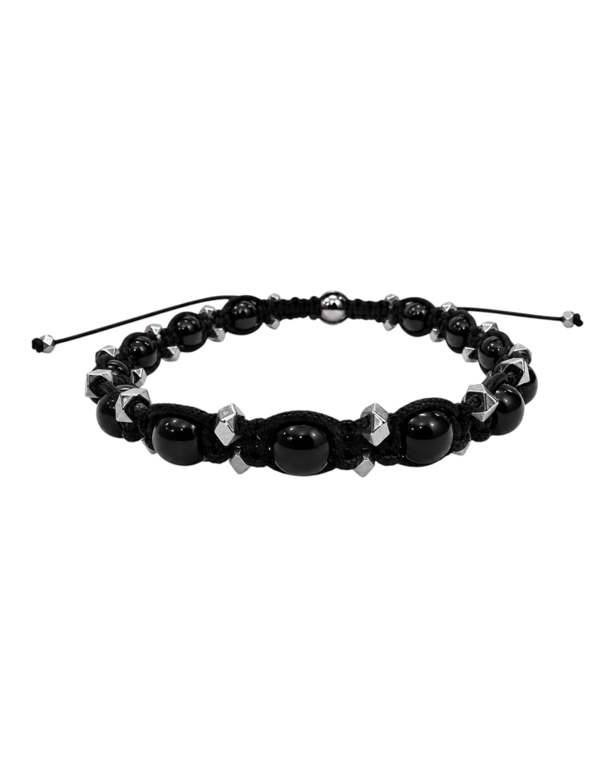 men's bracelet with onyx polished and hematite in braided cord
