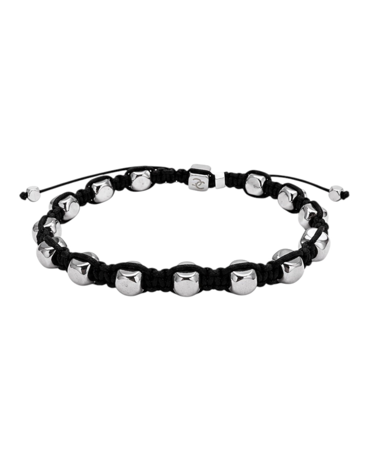 men's braided bracelet with hematite and silver