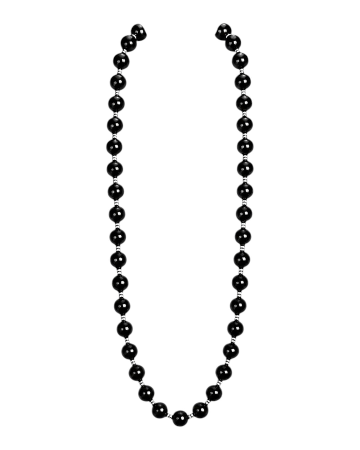 men's necklace with polished onyx and hematite