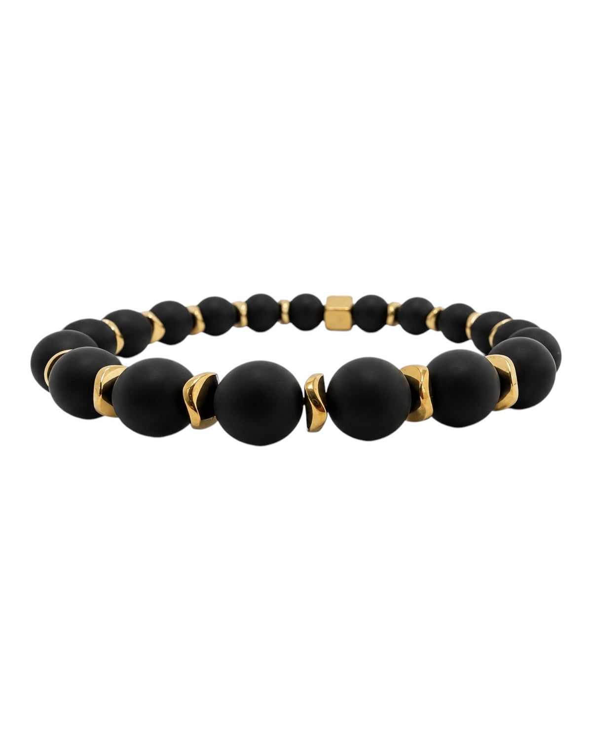 men's bracelet with onyx and gold hematite