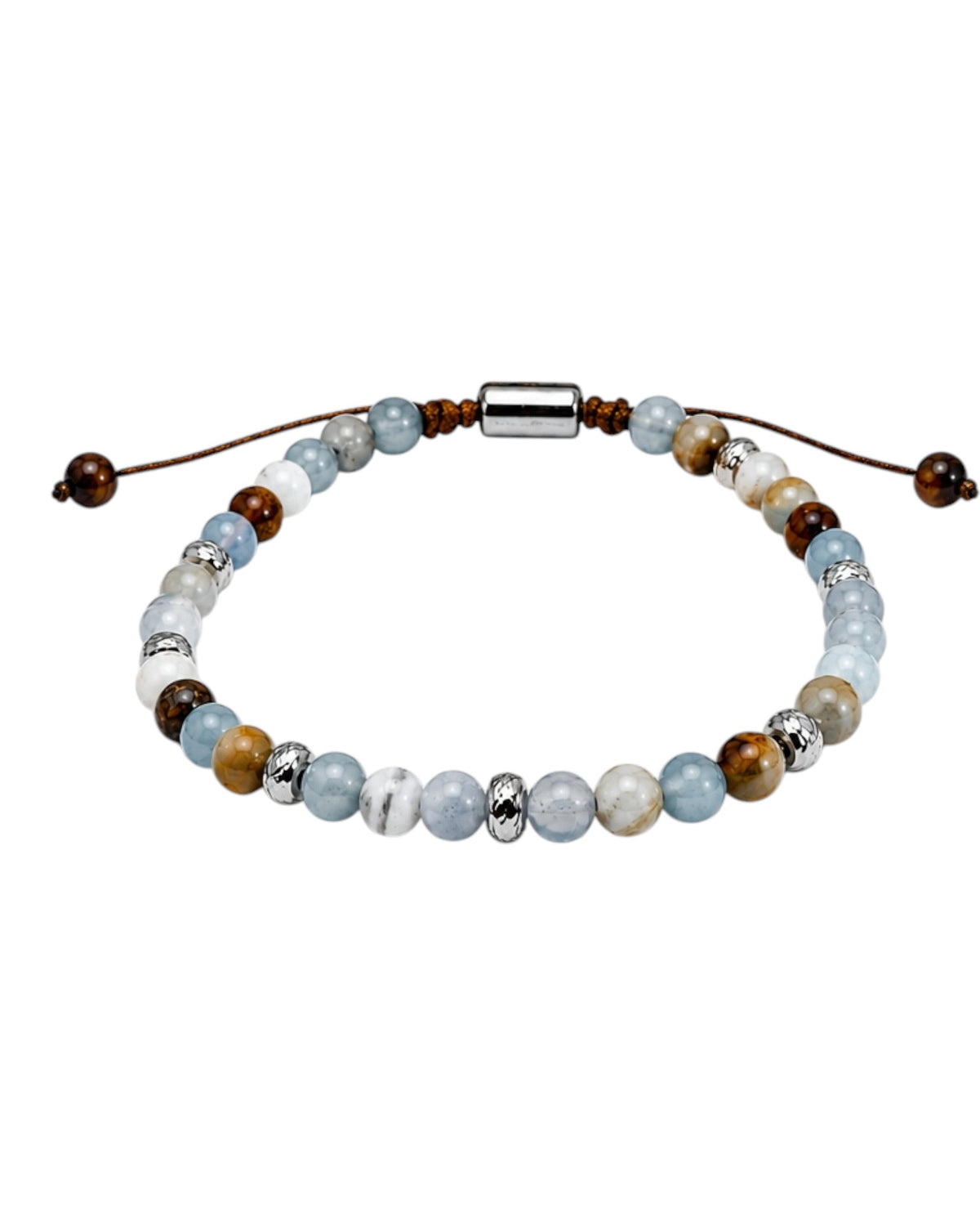 men's bracelet with blue calcite and steel spacers