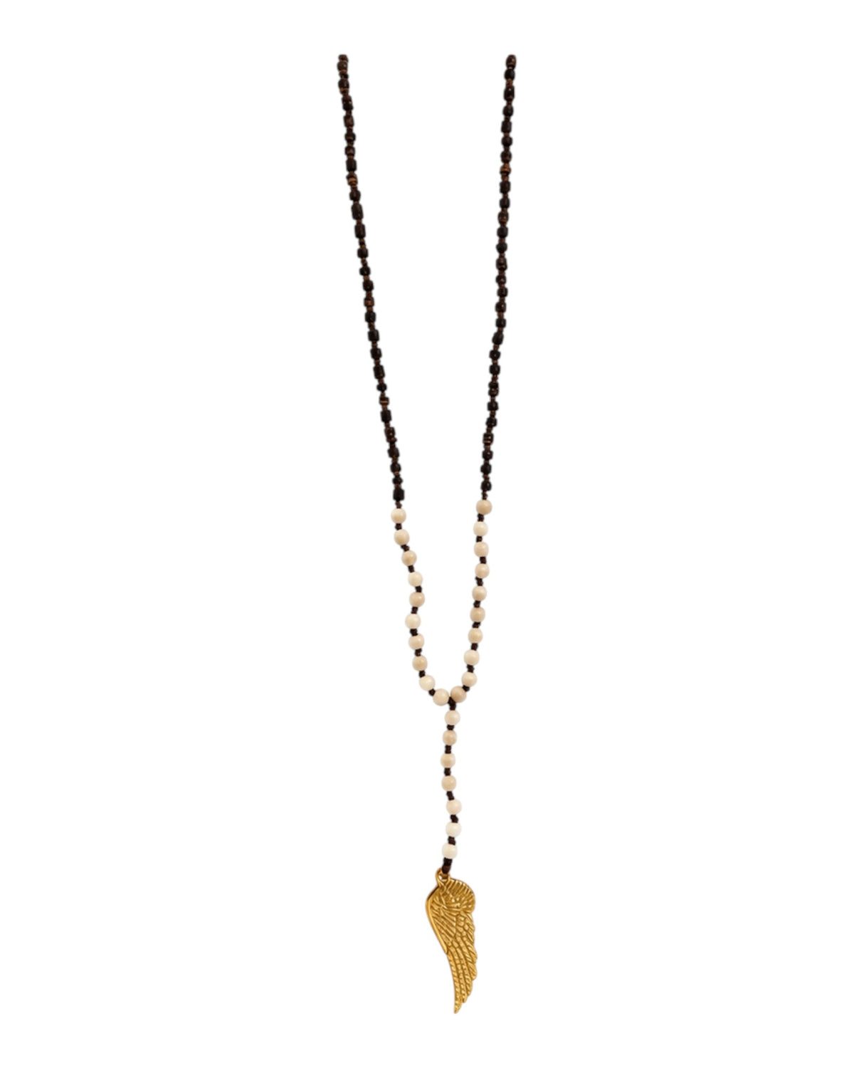 men's rosary with coconut shell and river stone