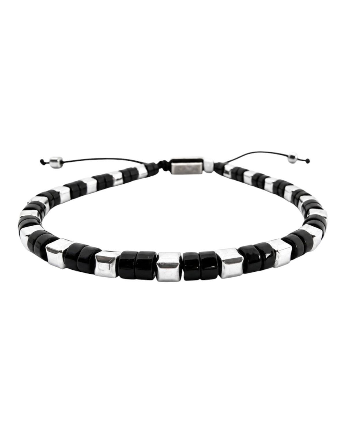 men's bracelet with onyx spacer and hematite