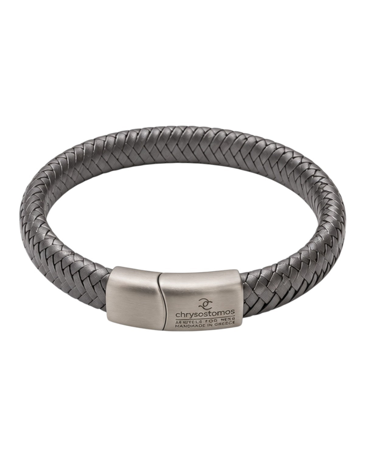 men's grey leather bracelet