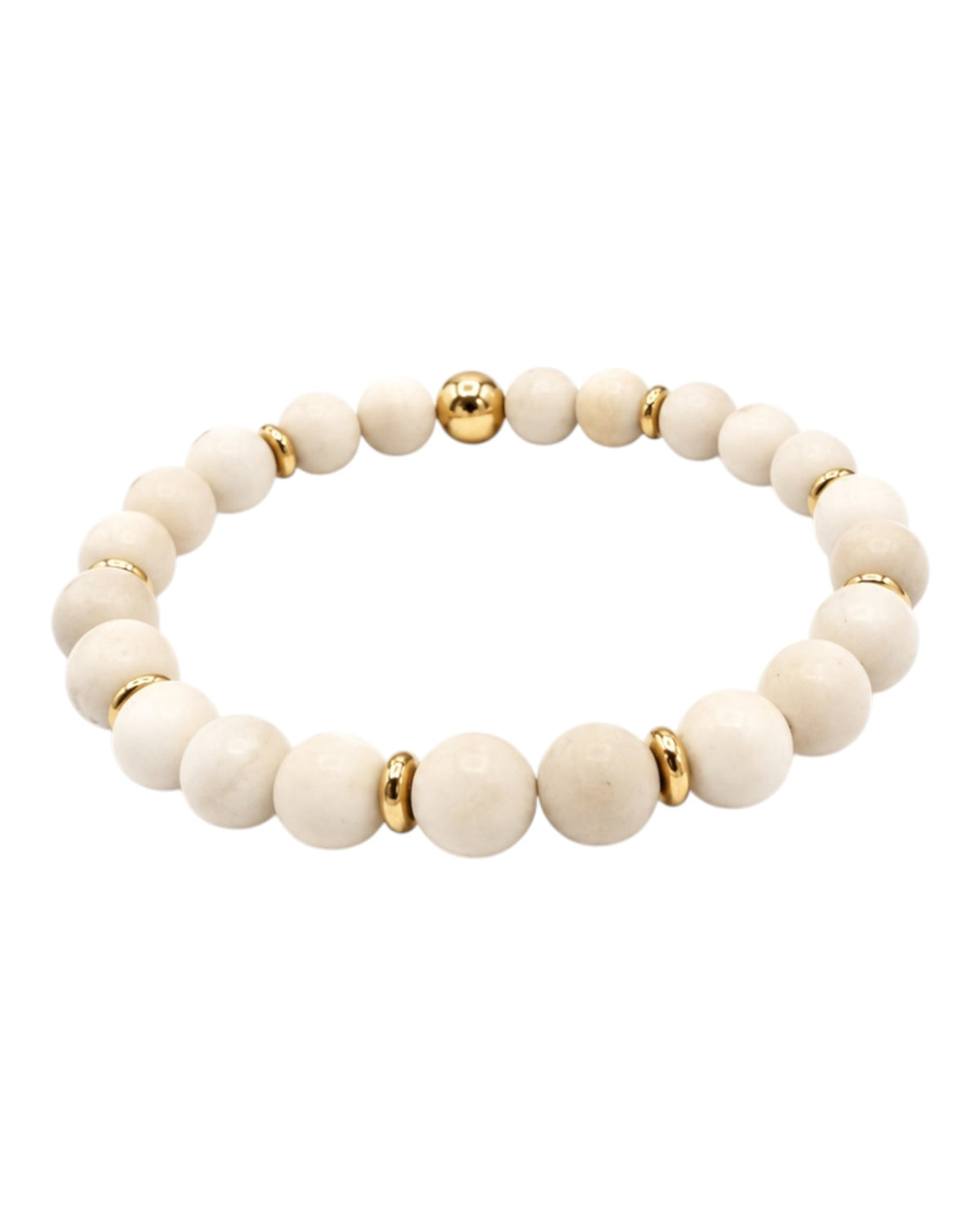 men's bracelet with river stone and steel spacers