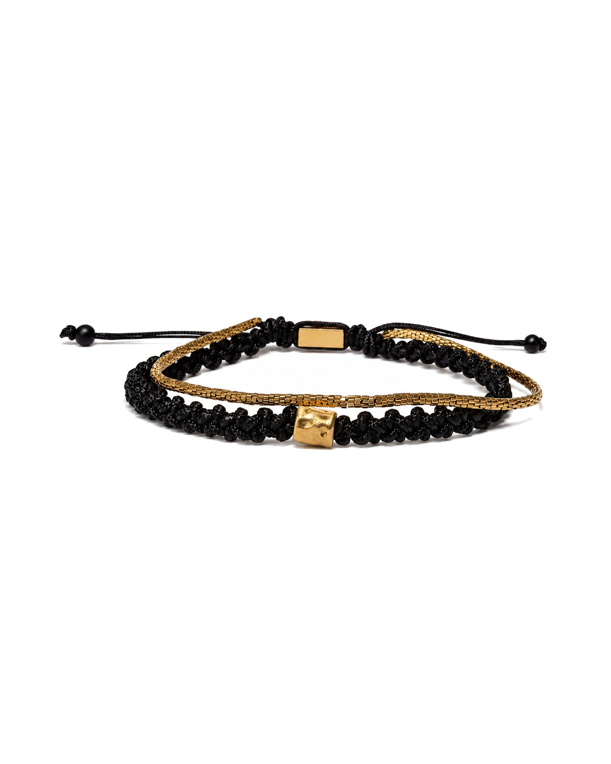 men's double-strand bracelet with gold-colored steel component