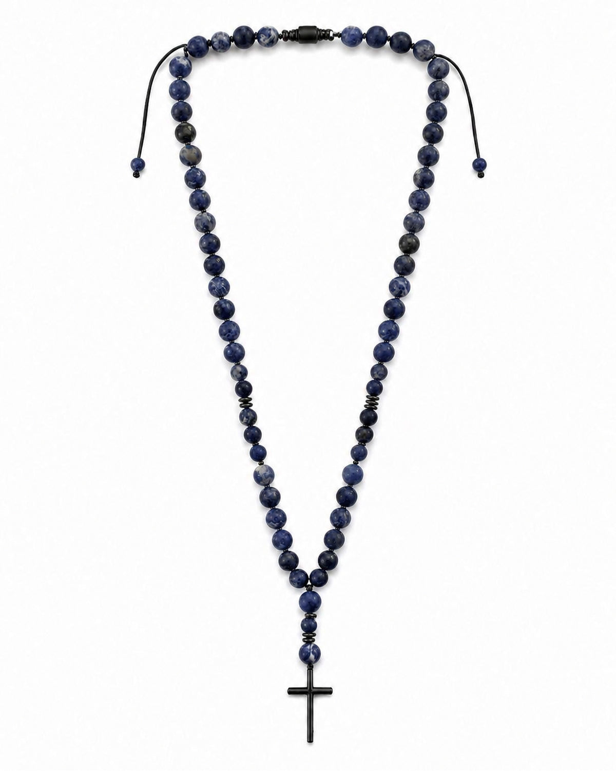 men's rosary with matte agate and hematite
