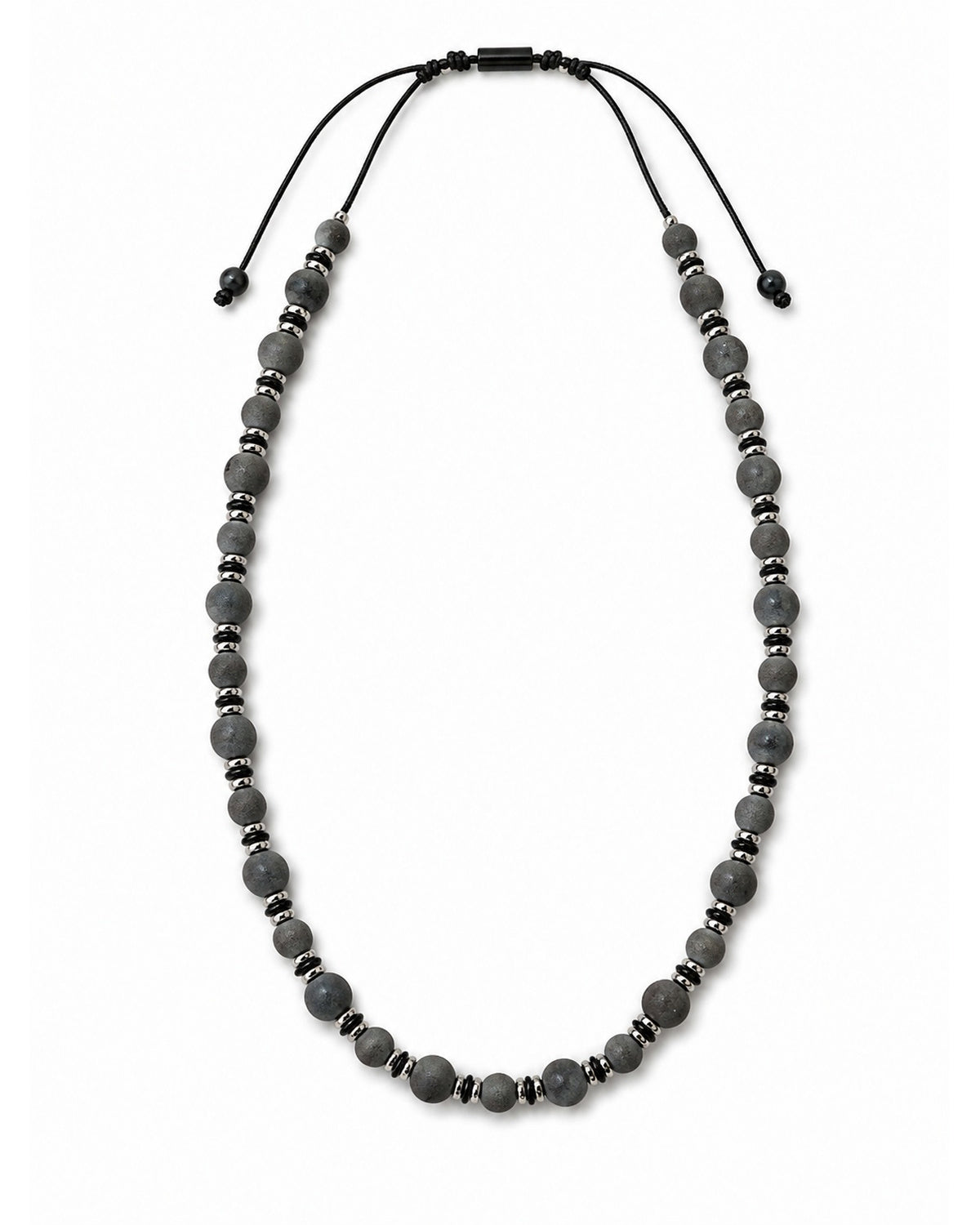 men's necklace with druzy agate and hematite