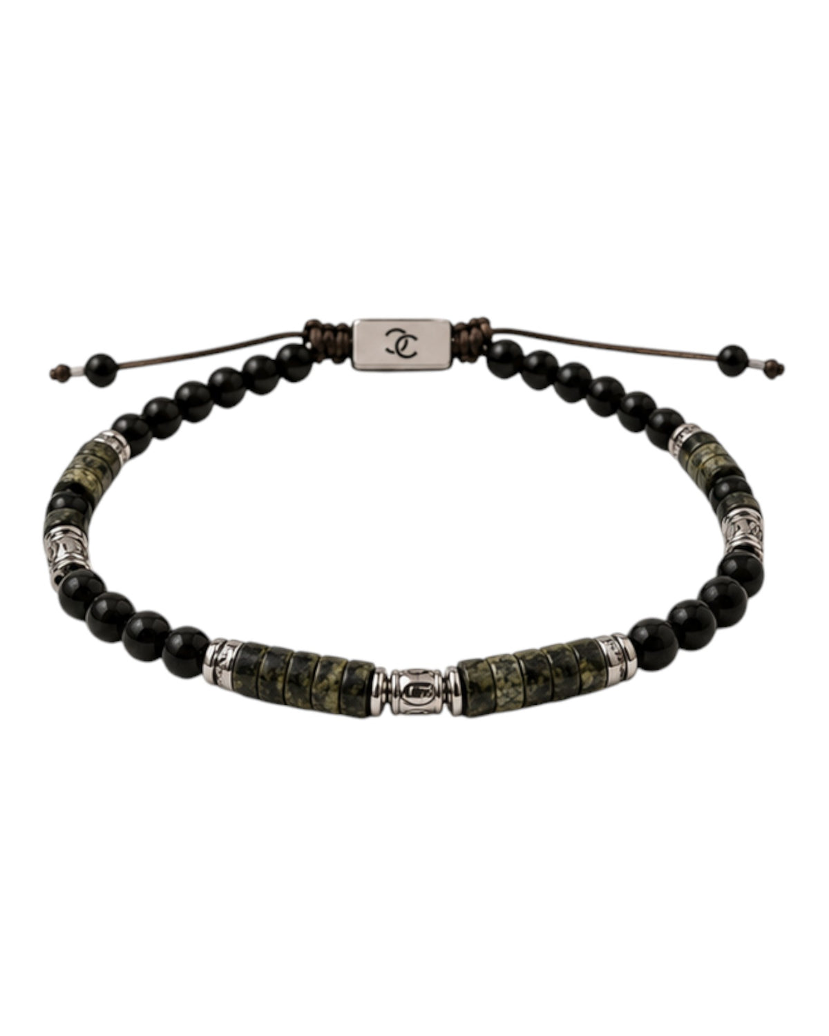 men's bracelet with jade, hematite and steel barrel beads