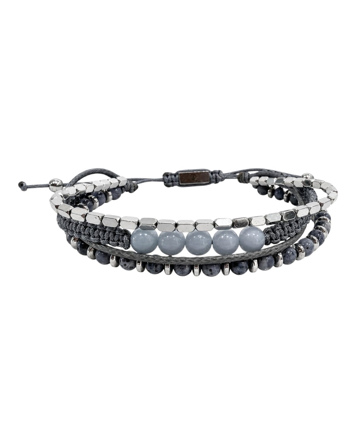 men's multi-strand bracelet with blue coral and angelite