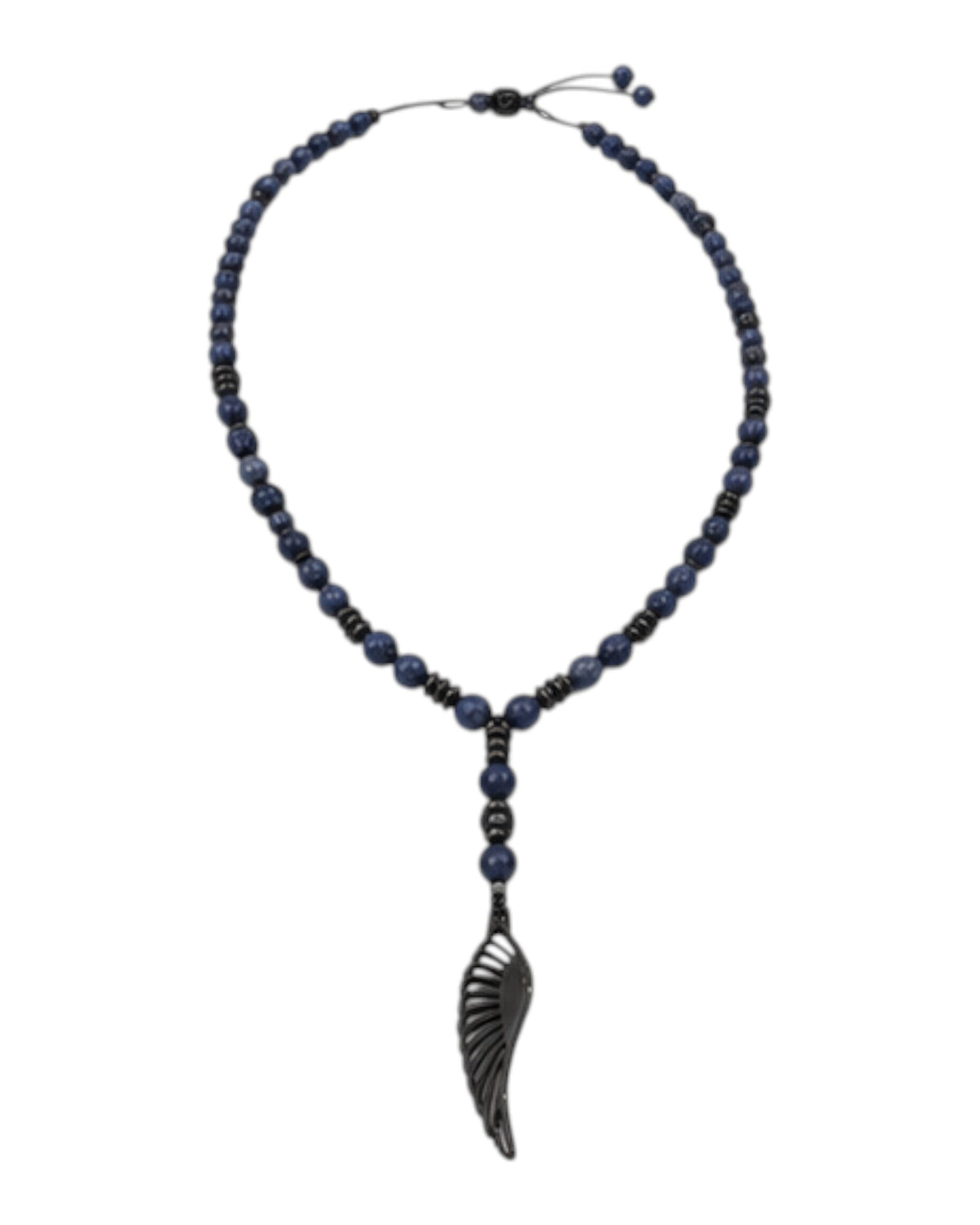 men's rosary with sodalite and hematite