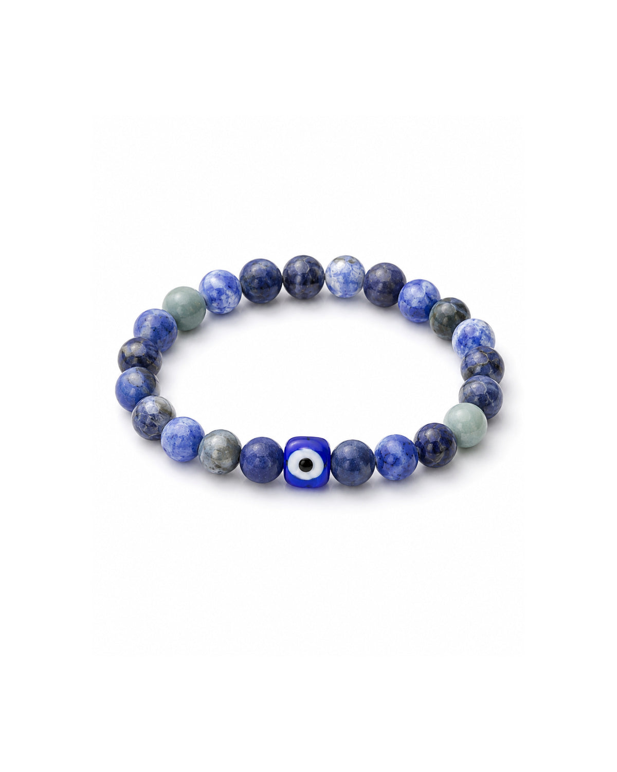 men's bracelet with sodalite and evil eye charm