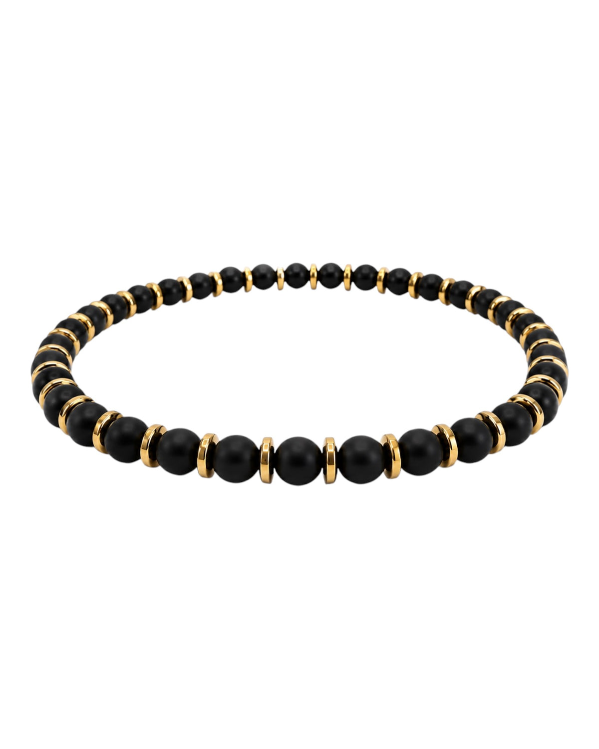 men's bracelet with onyx and gold hematite spacer