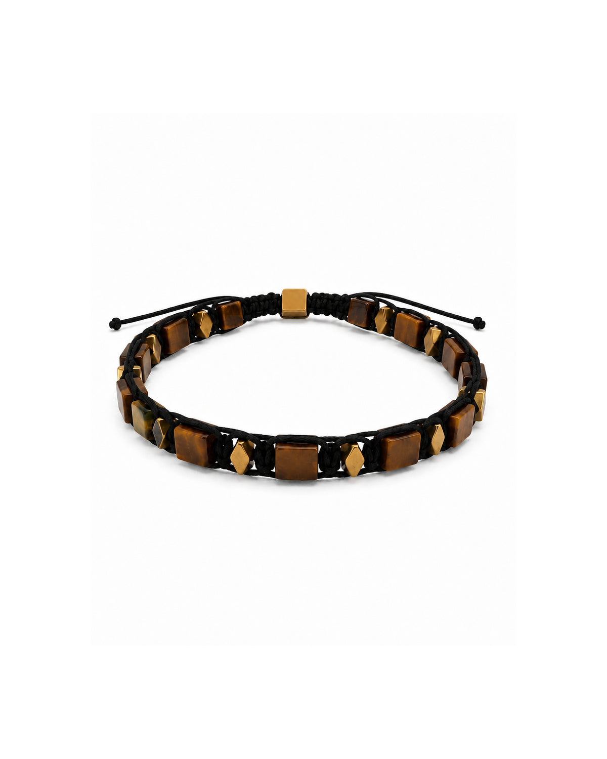 men's bracelet with square tiger's eye and gold hematite